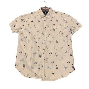 MBX Blue Flamingo Short Sleeve Button Down Shirt